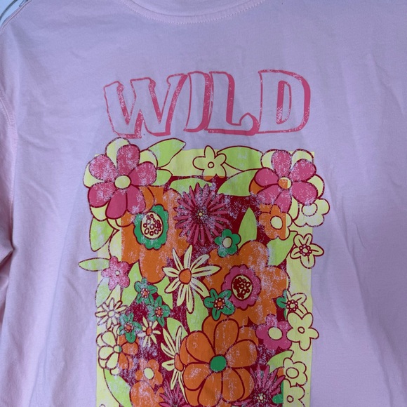 Bingo tshirt wild as the flowers neon light pink floral graphic baggy tshirt - Picture 5 of 9